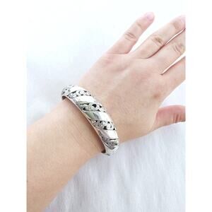 Brighton Silver Tone Kismet Open Scrollwork Hinged Cuff Bracelet 7"